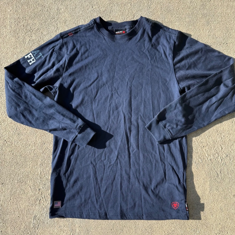 Ariat FR Knit Shirt Mens Small Navy Flame Resistant Long Sleeve Cat 2 Work Wear
